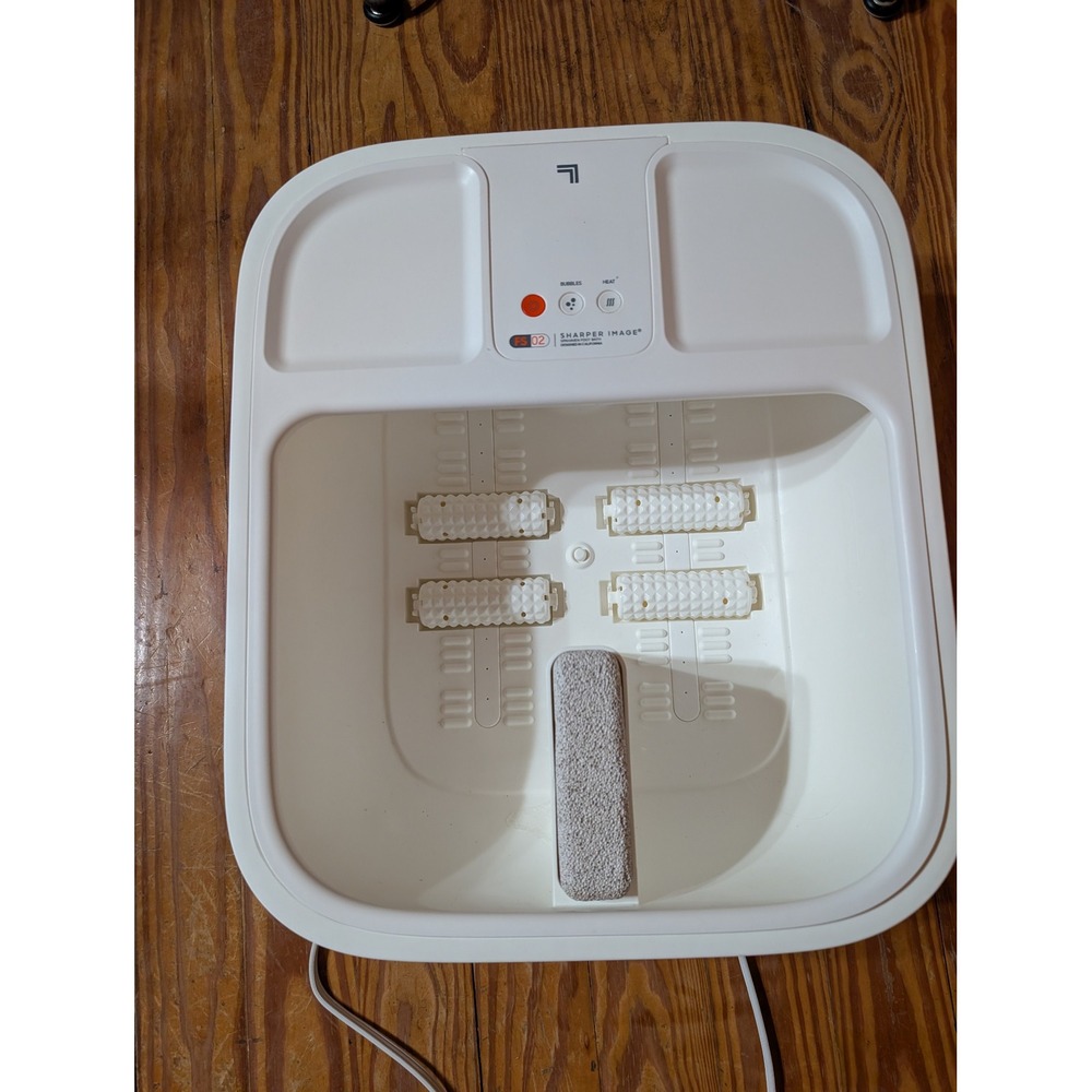 Sharper Image Spahaven Foot Bath FS02 White Heated Bubble Massage Spa 1014495